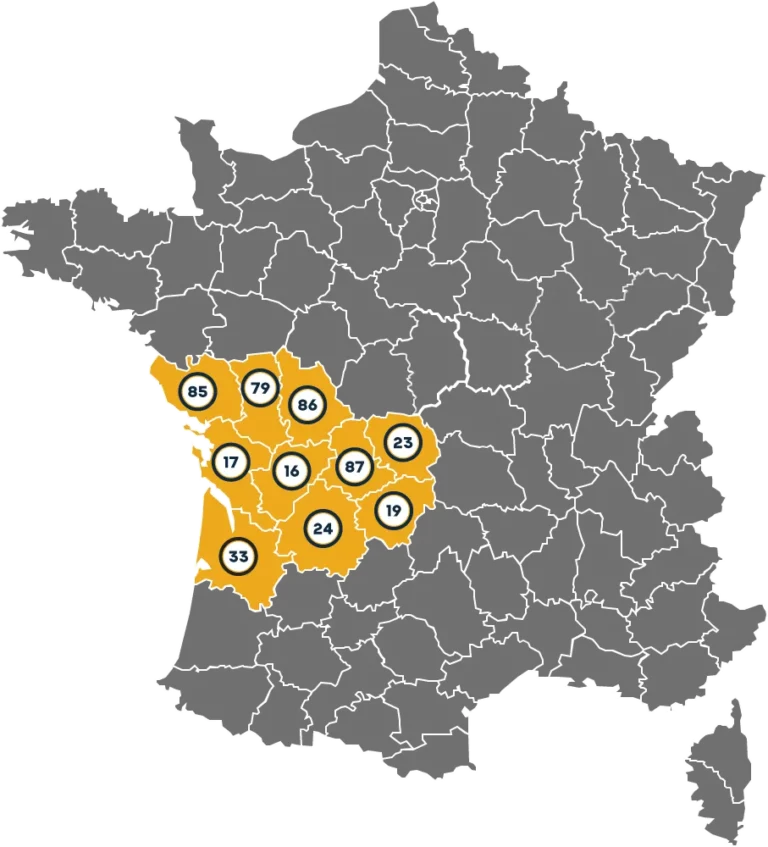 Carte des départements livrés par SICOB autour de Saint-Saviol
