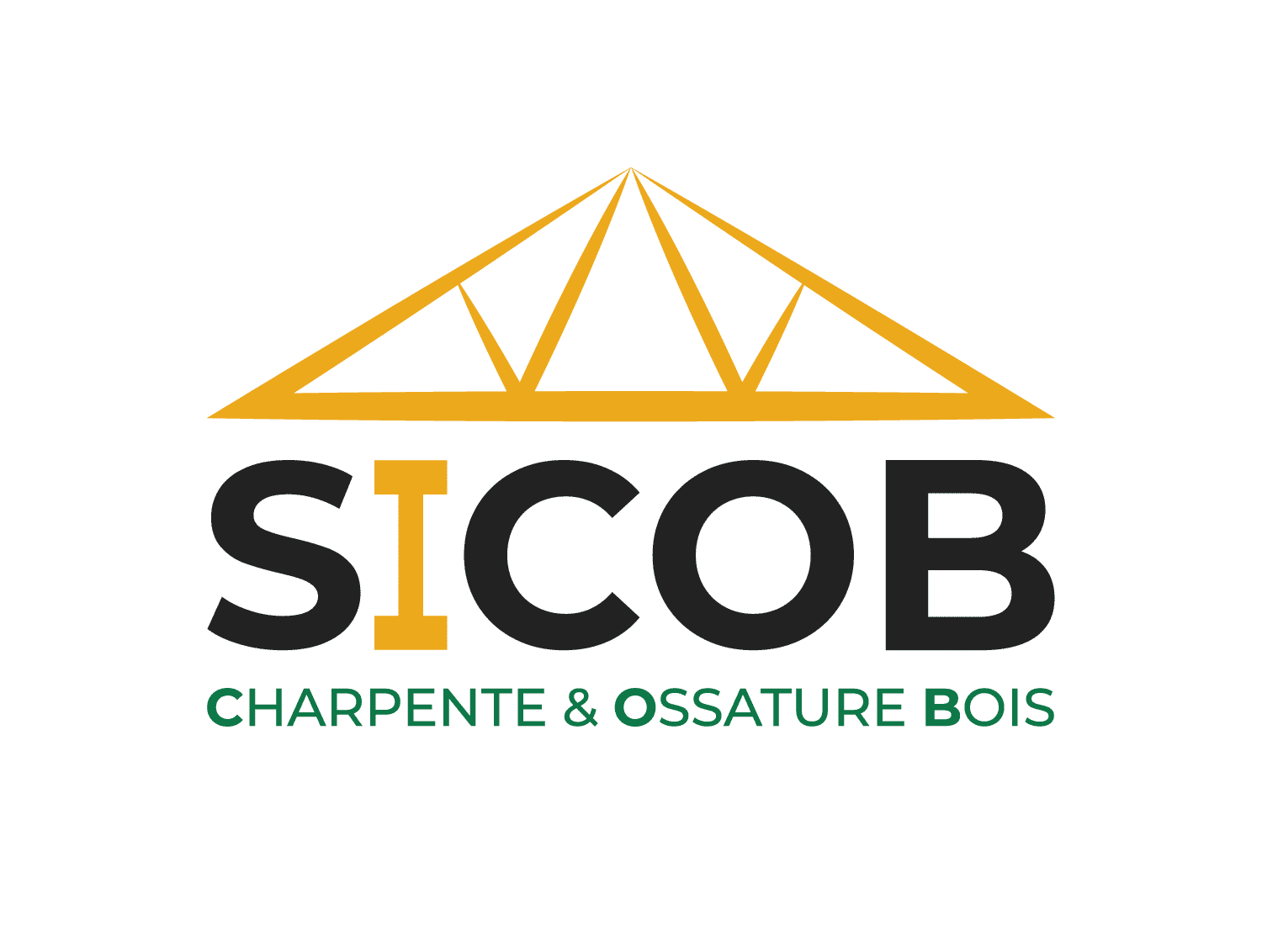 Logo SICOB : fermette dorée au-dessus du nom